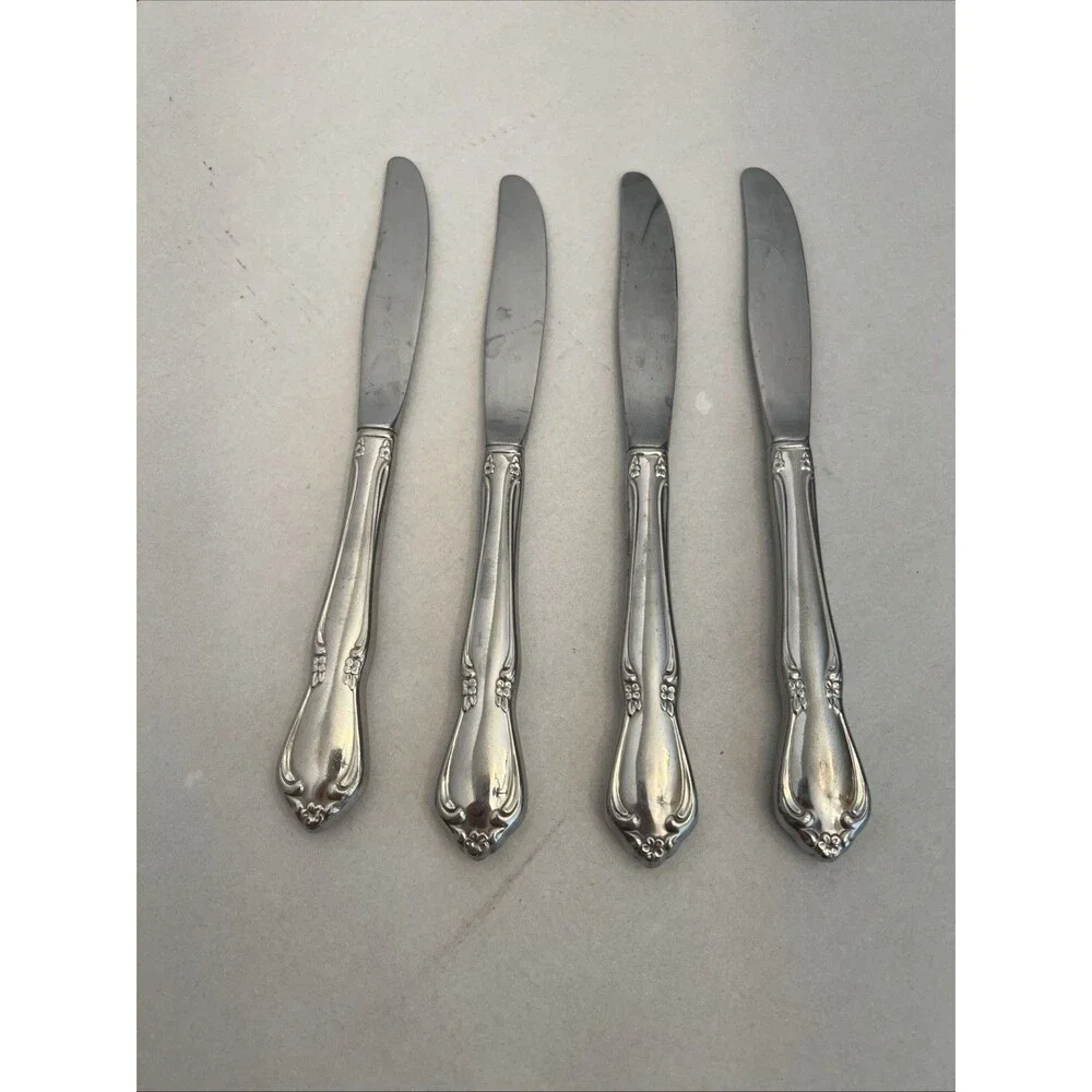 Set of 4 Oneidacraft Deluxe Chateau Stainless Steel Dinner Knives